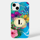 Hawaïaanse tropische bloemen en vlinders monogram Case-Mate iPhone case (Achterkant)