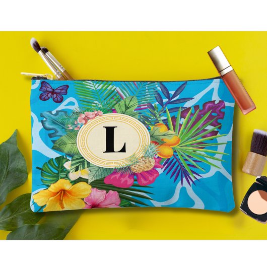 Hawaïaanse tropische bloemen en vlinders monogram etui