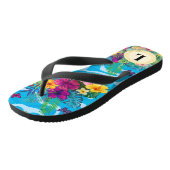 Hawaïaanse tropische bloemen en vlinders monogram teenslippers (Schuin)
