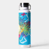 Hawaïaanse tropische bloemen en vlinders monogram waterfles (Achterkant)