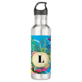 Hawaïaanse tropische bloemen en vlinders monogram waterfles  (Voorkant)