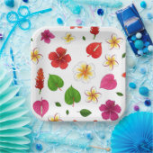 Hawaïaanse tropische bloemen papieren bordje (Feest)