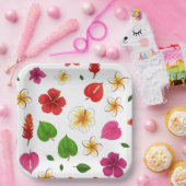 Hawaïaanse tropische bloemen papieren bordje (Feest)