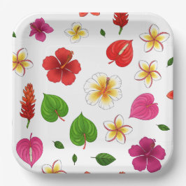 Hawaïaanse tropische bloemen papieren bordje