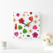 Hawaïaanse tropische bloemen vierkante klok (Huis)