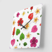 Hawaïaanse tropische bloemen vierkante klok (Hoek)