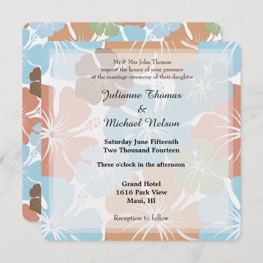 Hawaïaanse tropische hibiscus bloemen bruiloft kaart (Voorkant / Achterkant)