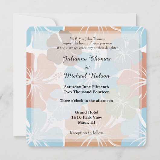 Hawaïaanse tropische hibiscus bloemen bruiloft kaart (Voorkant)