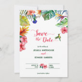 Hawaïaanse Tropische Hibiscus Bruiloft Save the Da Date (Voorkant)
