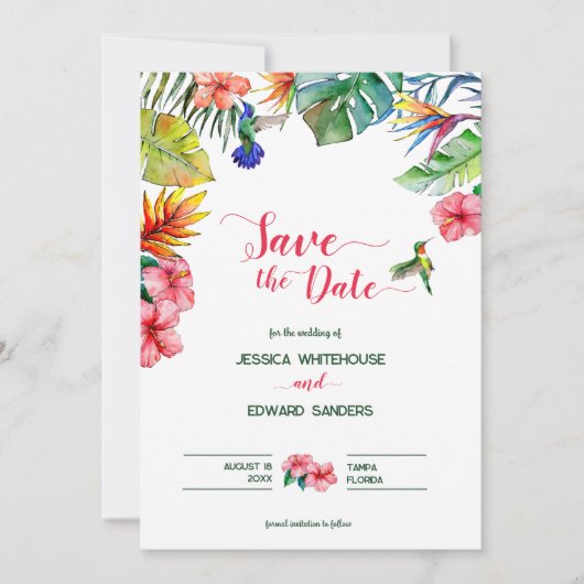 Hawaïaanse Tropische Hibiscus Bruiloft Save the Da Save The Date (Voorkant)