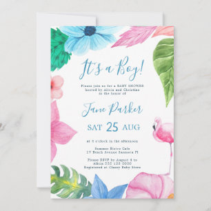 Hawaiaanse tropische luau het is een jongens baby kaart