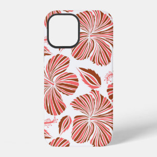 Hawaïaanse tropische natuurlijke bloemen in bruine iPhone 12 hoesje