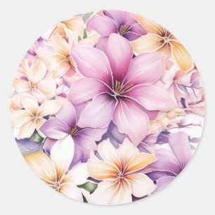 Hawaiaanse Tropische Pastelkleurige Bloemen Ronde Sticker