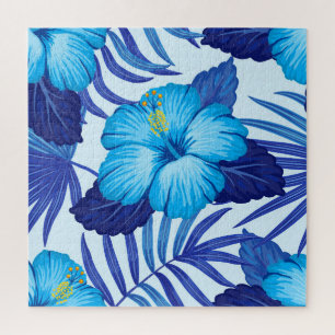 Hawaïaanse tropische planten, hibiscuspatroon. legpuzzel