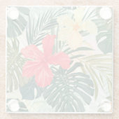 Hawaïaanse tropische planten, kleurrijke bloemen. glazen onderzetter (Achterkant)