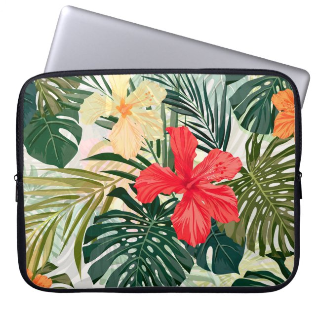 Hawaïaanse tropische planten, kleurrijke bloemen. laptop sleeve (Voorkant)