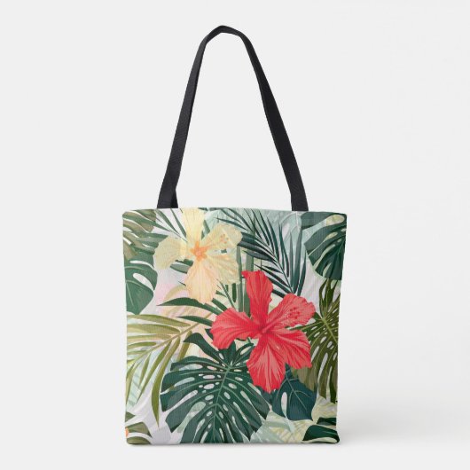 Hawaïaanse tropische planten, kleurrijke bloemen. tote bag (Achterkant)
