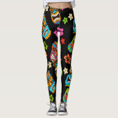 Hawaïaanse tropische print leggings (Voorkant)