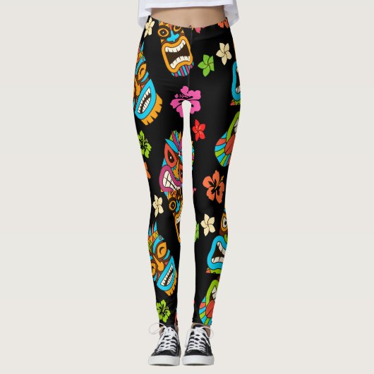 Hawaïaanse tropische print leggings (Voorkant)