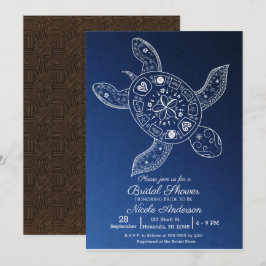 Hawaiaanse Tropische Schildpad Blauwe Bruiloftsdou Kaart