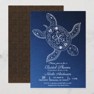Hawaiaanse Tropische Schildpad Blauwe Bruiloftsdou Kaart