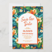 Hawaïaanse tropische verjaardag save the date (Voorkant)