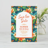 Hawaïaanse tropische verjaardag save the date (Staand voorkant)
