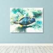 Hawaïaanse tropische vis Waterverf Hawaii filefish Canvas Afdruk (Insitu (Houten vloer))