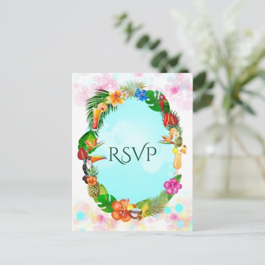 Hawaiaanse Tropische Zomer Dingen Frame Feest RSVP Uitnodiging Briefkaart (Staand voorkant)