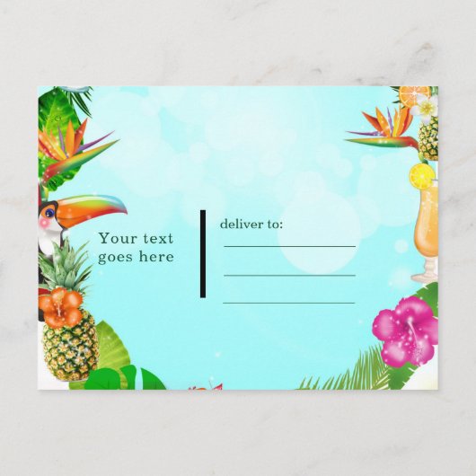 Hawaiaanse Tropische Zomer Frame Save the Date Fee Aankondigingskaart (Achterkant)