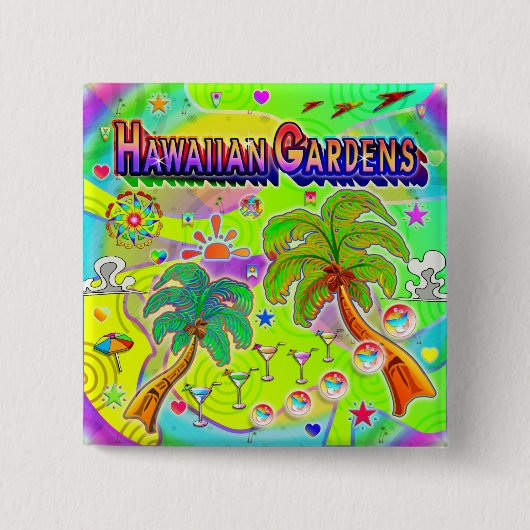 Hawaïaanse Tuinen Mind Focus Knop Vierkante Button 5,1 Cm (Voorkant)