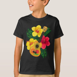 Hawaïaanse ukelele retro uke hibiscus t-shirt