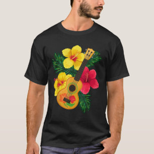 Hawaïaanse ukelele retro uke hibiscus t-shirt