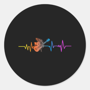 Hawaïaanse ukelele uke hartslag ronde sticker