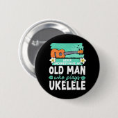 Hawaïaanse ukelele uke opa nooit met pensioen gega ronde button 5,7 cm (Voorkant /achterkant)