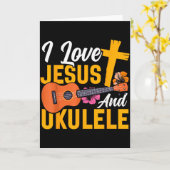 Hawaiaanse Ukulele Uke Jezus geloof christelijk Ik Kaart (Gele Bloem)