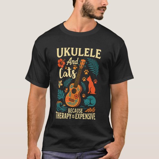Hawaiaanse Ukulele Uke Kat Ukulele en Katten Omdat T-shirt (Voorkant)
