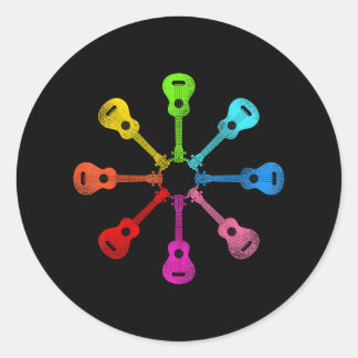 Hawaïaanse ukulele uke regenboog ukulele ronde sticker