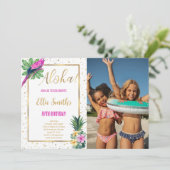 Hawaïaanse verjaardag foto uitnodiging (Staand voorkant)