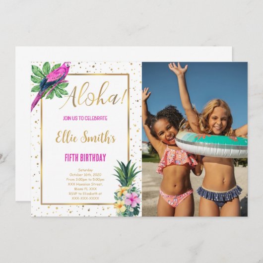 Hawaïaanse verjaardag foto uitnodiging (Voorkant / Achterkant)