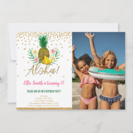 Hawaïaanse Verjaardag Kinder Fotouitnodiging Kaart