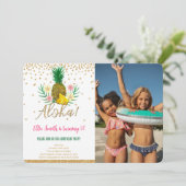 Hawaïaanse Verjaardag Kinder Fotouitnodiging Kaart (Staand voorkant)