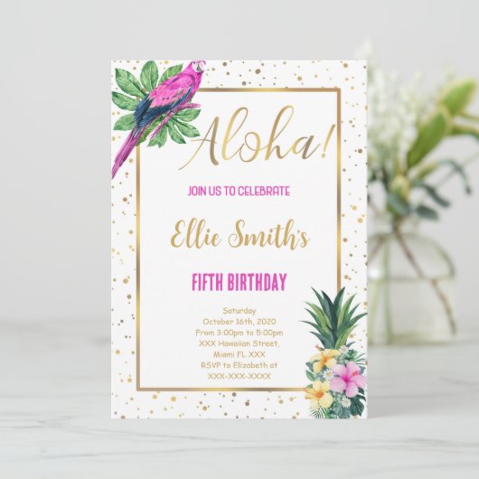 Hawaïaanse verjaardag uitnodiging (Staand voorkant)
