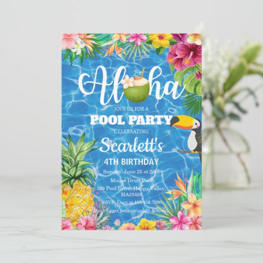 Hawaiaanse verjaardagsuitnodiging voor een aloha z kaart (Staand voorkant)