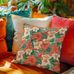 Hawaïaanse vibe esthetische tropische bloemen patr kussen<br><div class="desc">Esthetische Hawaïaanse sfeer met kleurrijke tropische bloemen en groene bladeren in een naadloos patroon.</div>