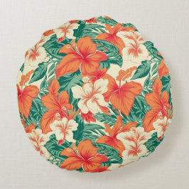 Hawaïaanse vibe esthetische tropische bloemen patr rond kussen