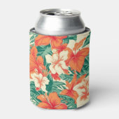 Hawaïaanse vibe kleurrijke tropische bloemen patro blikjeskoeler (Blikje Voorkant)