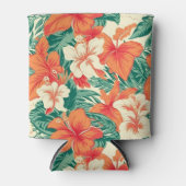 Hawaïaanse vibe kleurrijke tropische bloemen patro blikjeskoeler (Voorkant)