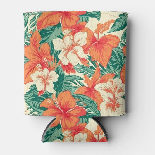 Hawaïaanse vibe kleurrijke tropische bloemen patro blikjeskoeler (Voorkant)