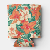 Hawaïaanse vibe kleurrijke tropische bloemen patro blikjeskoeler (Achterkant)